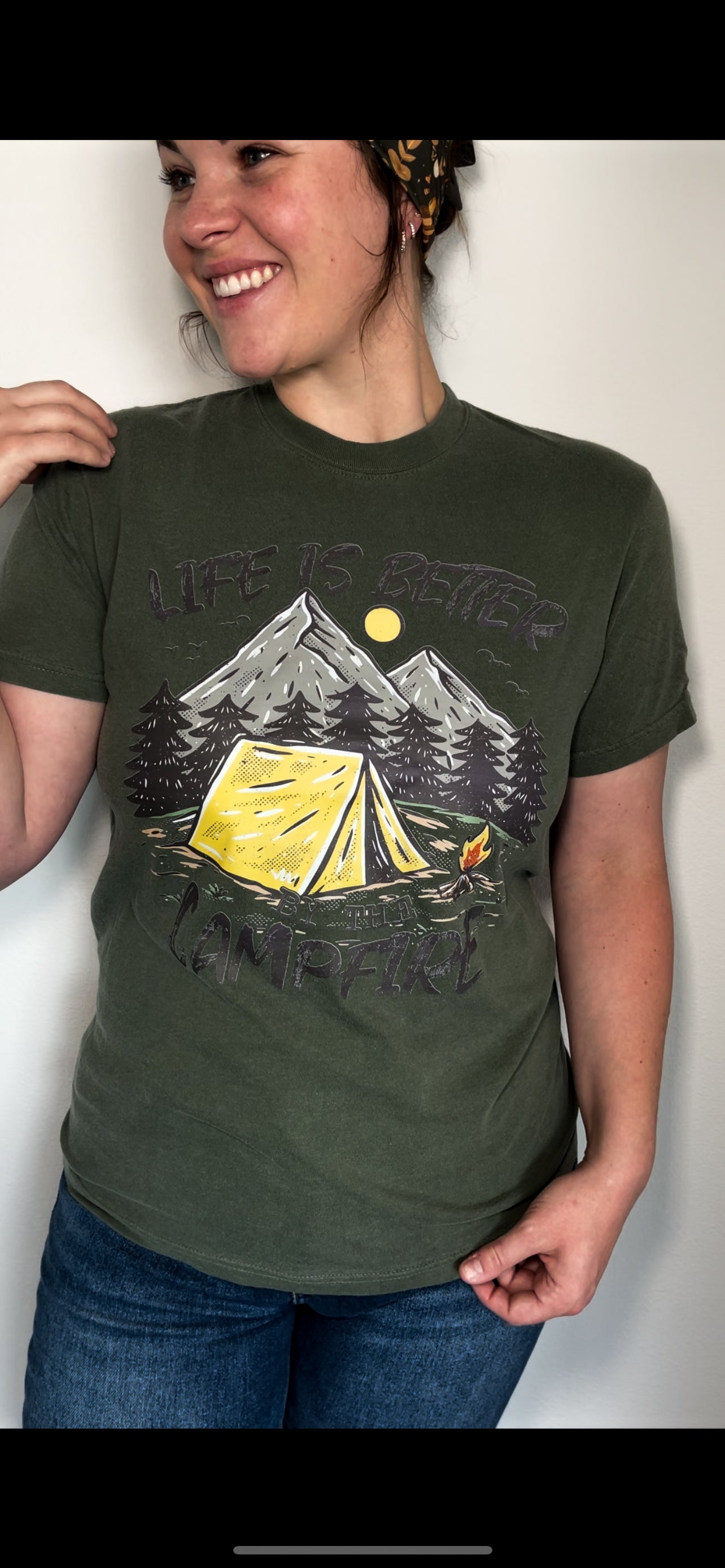 Life Is Better By The Campfire Moss Tee